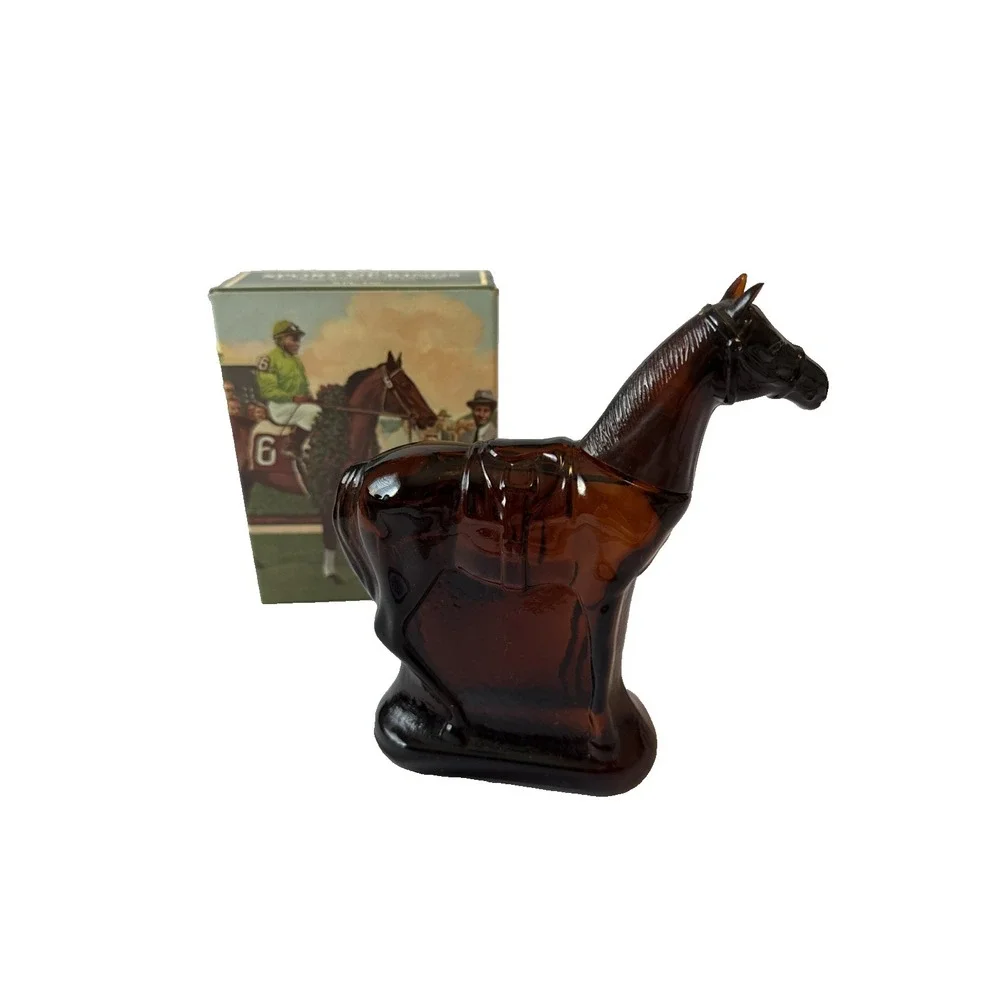 Vintage Avon Sport of Kings Leather After Shave Horse Decanter Full With Box